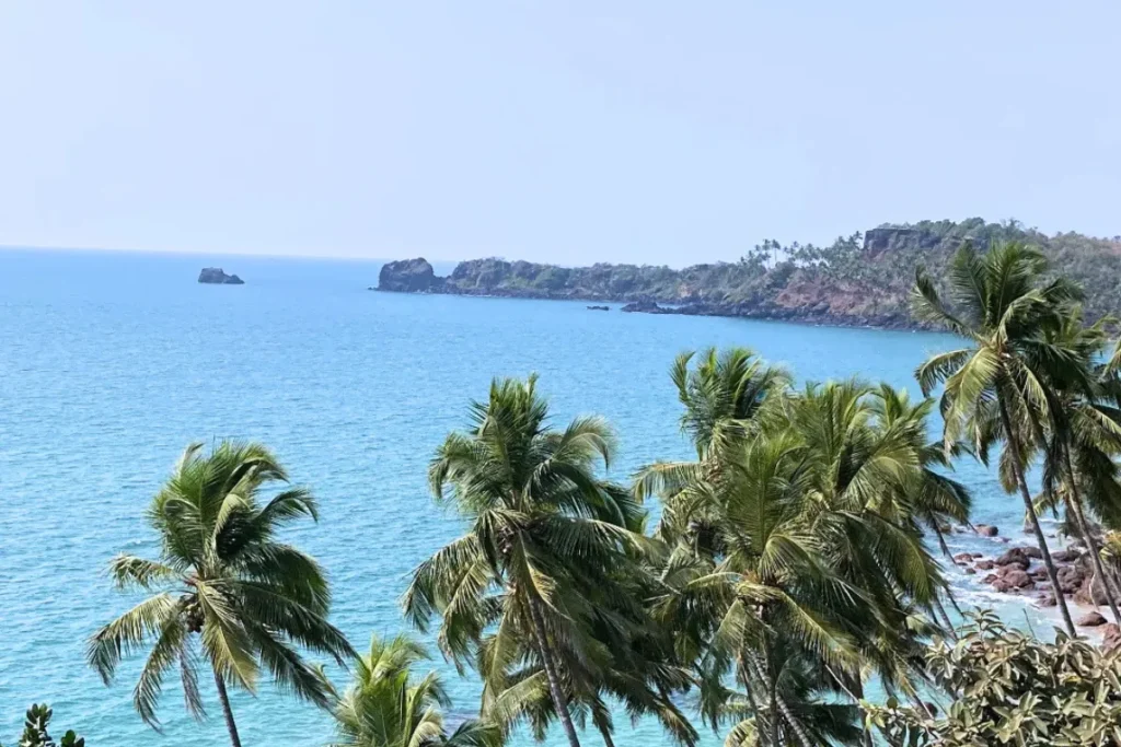 Dramatic sea cliff view from Cabo de Rama fort overlooking Arabian Sea South Goa