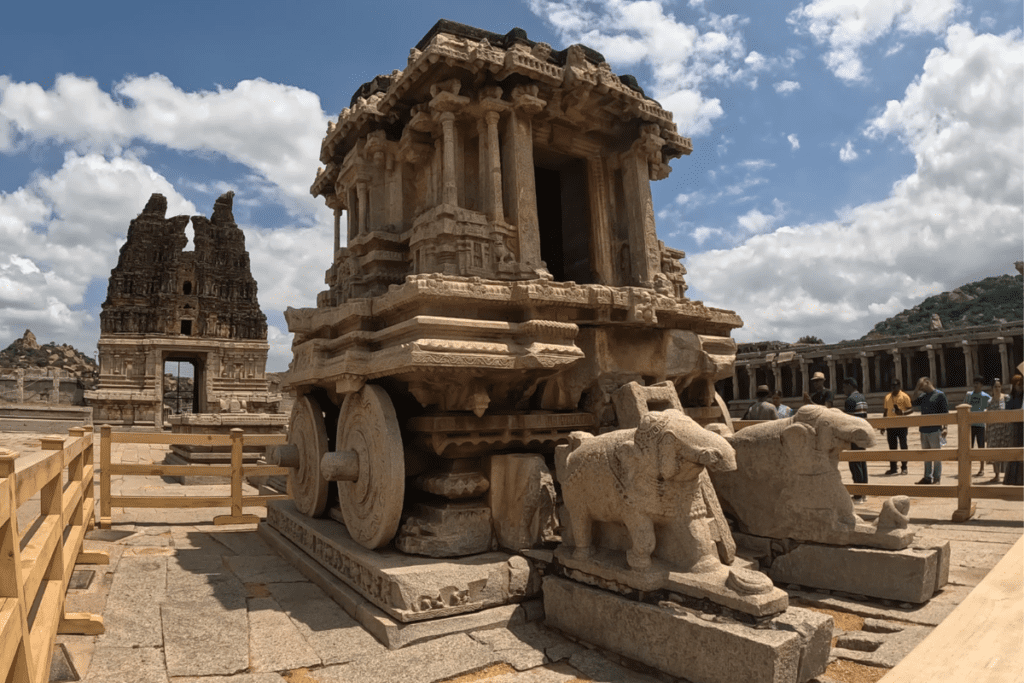 Stone chariot at Vitthala Temple complex Hampi Karnataka UNESCO World Heritage Site