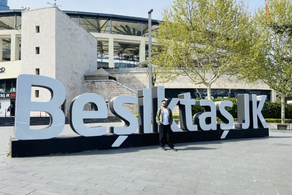 Istanbul- Besiktas A wide shot of the clean modern exterior facade of the Beşiktaş JK football stadium.