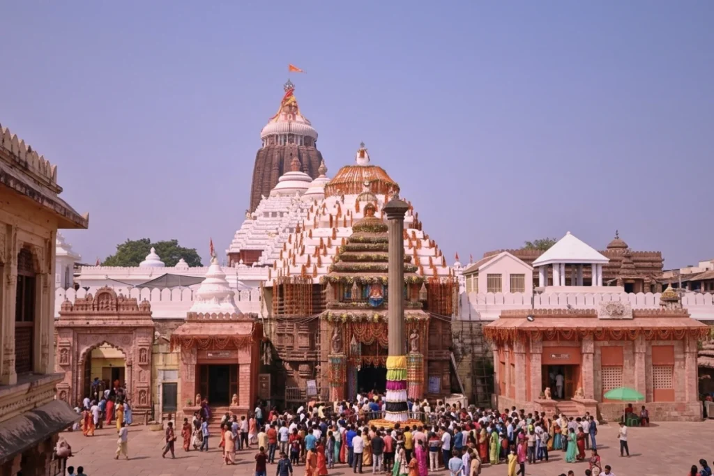 Jagannath Temple tower rising above Puri skyline Odisha one of the four sacred dhams in India