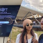 A collage of Akash & Suman's selfie infront of Gobekli Tepe and a TV screen showing "The Gift" series opening episode